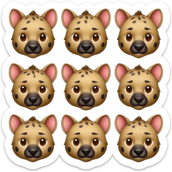 mach mir ein 10er packed mit Hyänen emojis für meinen discord in anime style sticker
