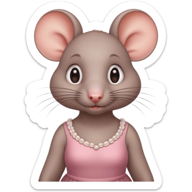 A beady eyes beautiful female rat wearing a dress with rosy cheeks sticker