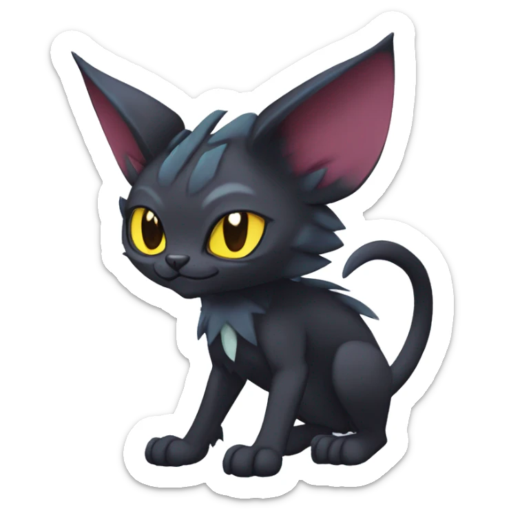 Black edgy Noivern-Litten-Sphynx-Lykoi-Caracal-cat-Fakemon full-body sticker