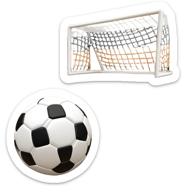A mini football (futsal) ball placed on the court, with the goals and boundary lines visible in the background. The scene captures the fast-paced nature of the sport, with the compact indoor court and a focus on the ball ready for action. sticker