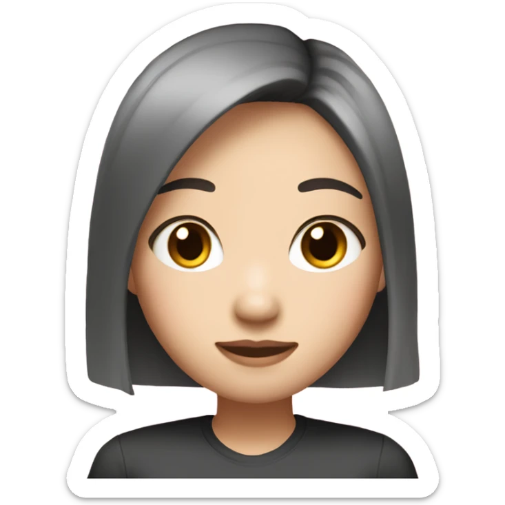 make a cute asian girl with straight hair, fair skin and pink vibe sticker