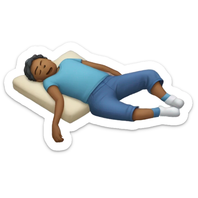A person who has fallen asleep in an awkward position and is cecked out from the world  sticker