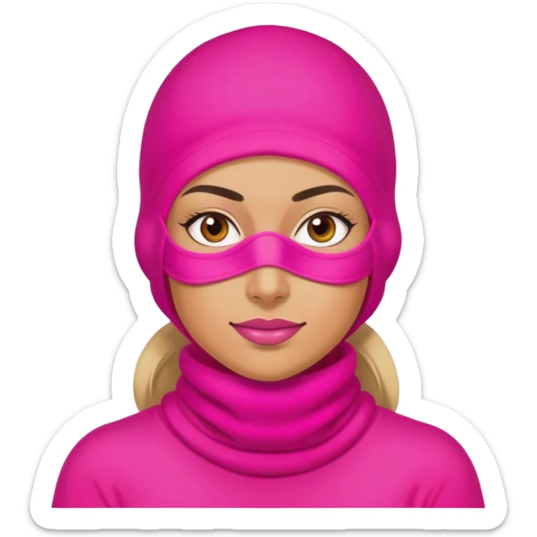 confident woman hustler wearing a bright pink balaclava, business entrepreneur, ambitious sticker