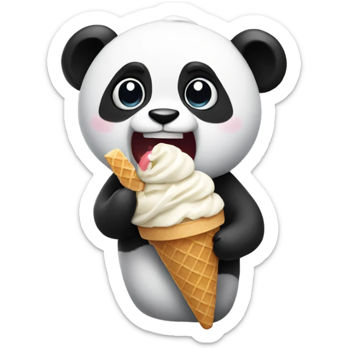 Panda eating ice cream sticker