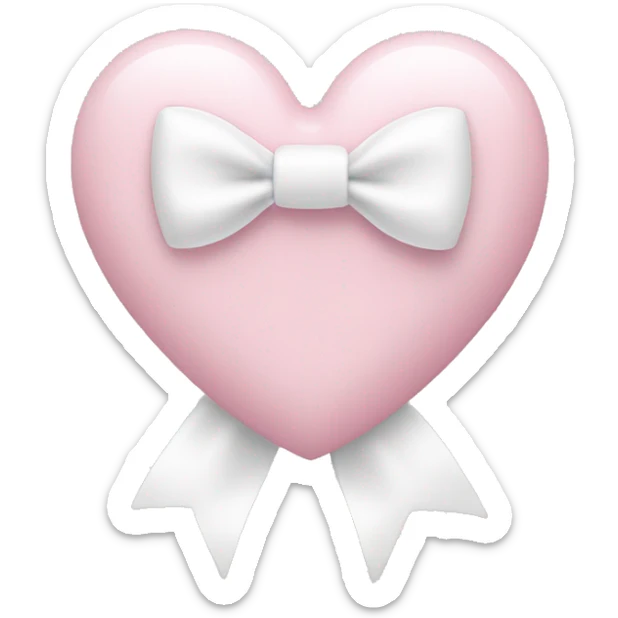 Pastel pink heart with white bow sticker