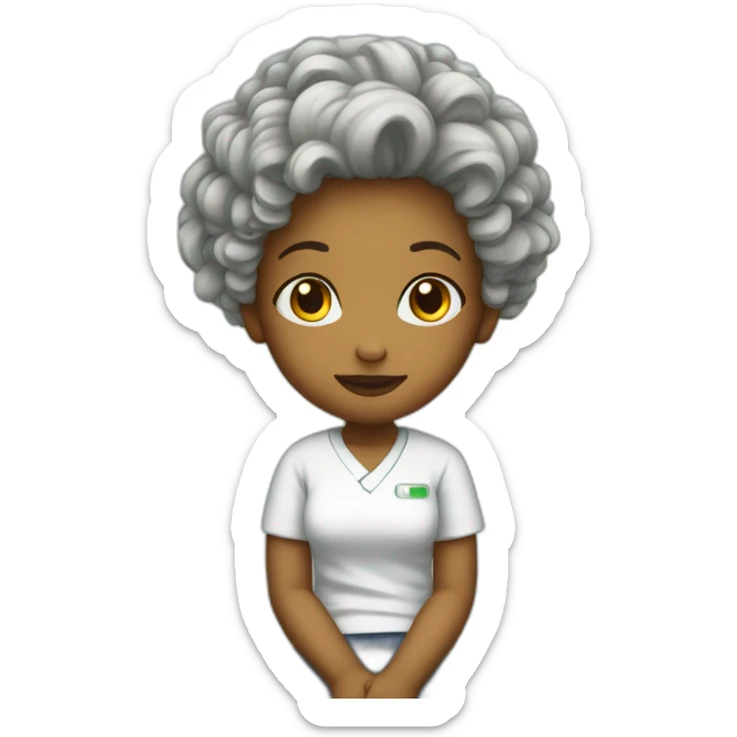 Girl with blomde hair sit in the bed of hospital  sticker