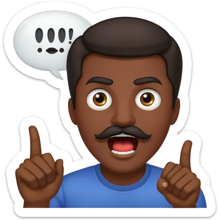 Random guy with dark hair and eyes with a mustache screaming  the word FABIAAAN all in upper case in a Speech bubble  sticker