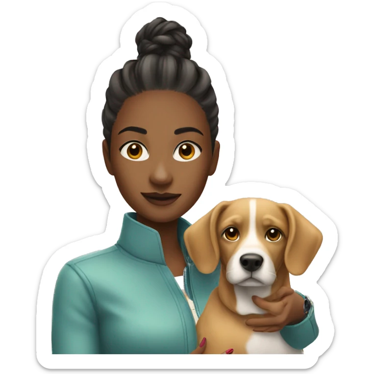 selfie of stylish girl indoors with dog  sticker