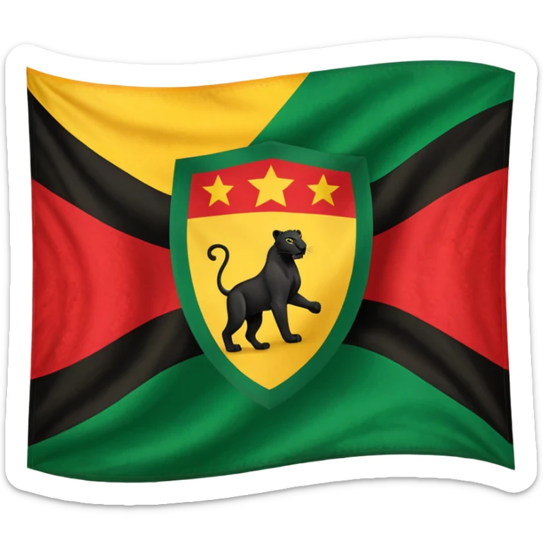 Soulaani black green yellow and red heritage flag with African panther crest in the middle  sticker