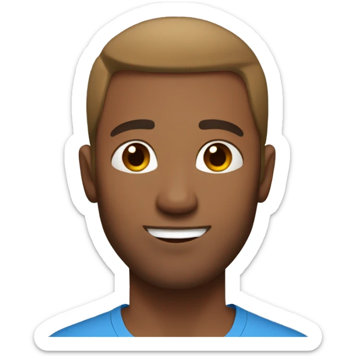 yoga guy in blue shirt light brown skin straight hair sticker