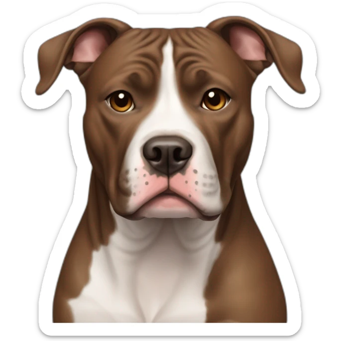 An American Staffordshire pitbull dog with brown brindle coat and a white line on the center of the face   sticker