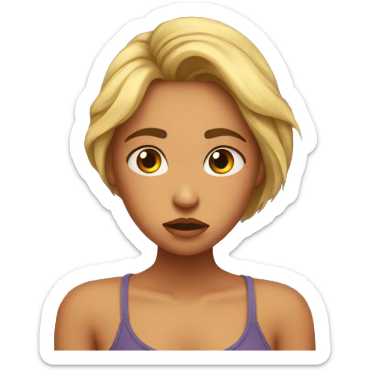 Annoyed girl in front of the mirror sticker