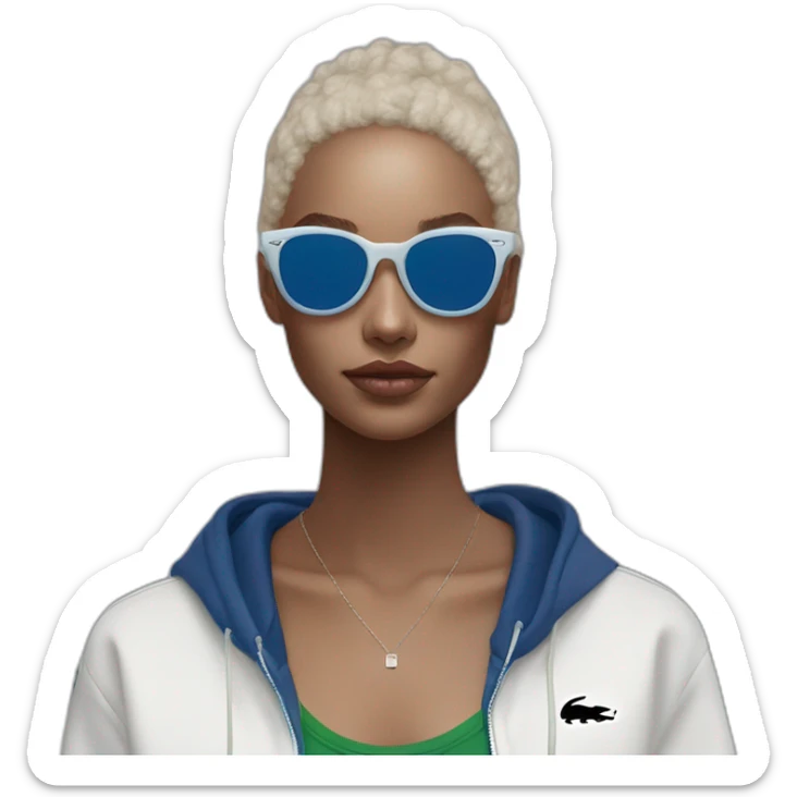 Lacoste bag girl with black lacoste hoodie e and blue oakley sportive sunglass  sticker