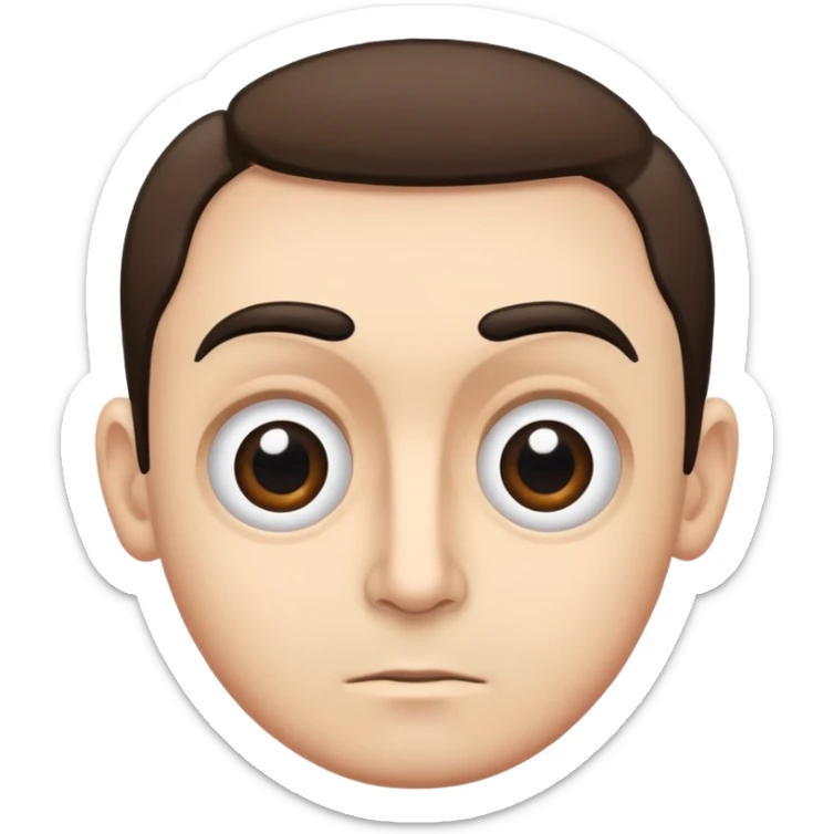 A man with a unibrow and receding hair on the sides, with large eyes and a relatively angular face.

 sticker
