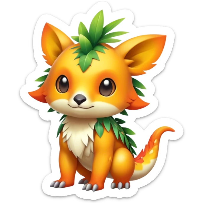 Cute cool colorful fantasy tropical animal hybrid Fakemon full body sticker