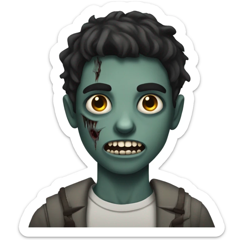 teen boy zombie with dark hair and dark eyes sticker