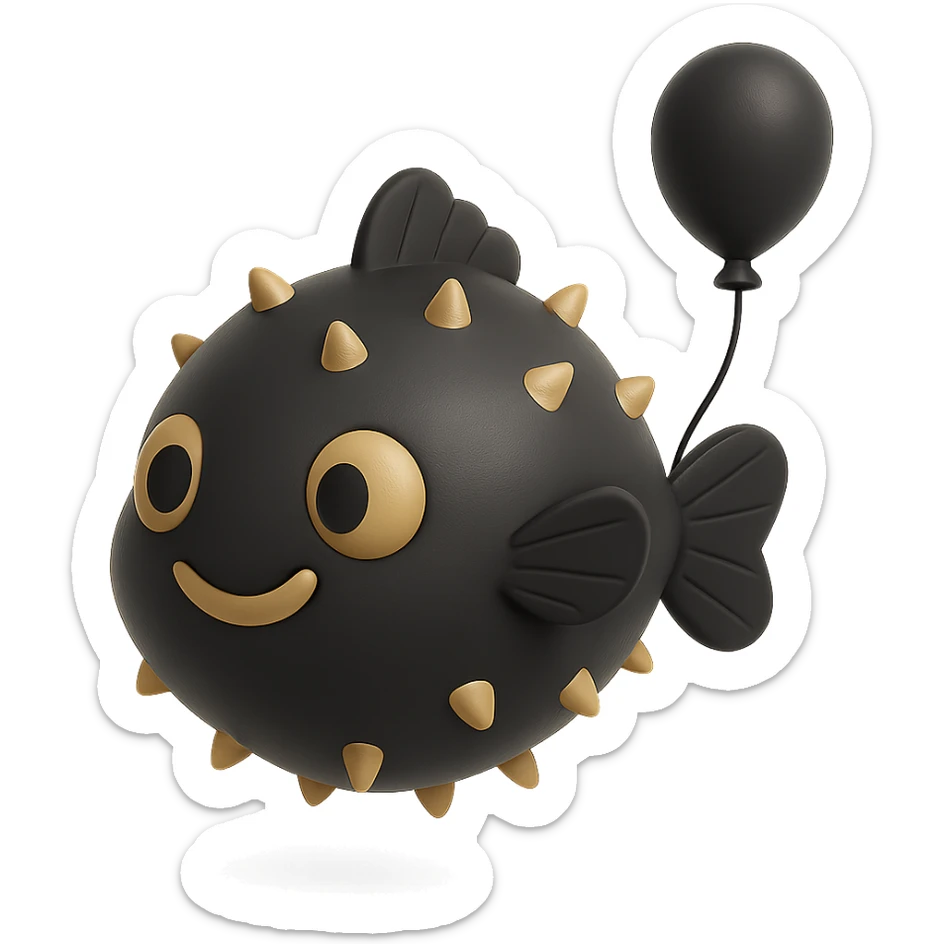 a cartoonish balloon fish named Steve, floating and cheerful sticker
