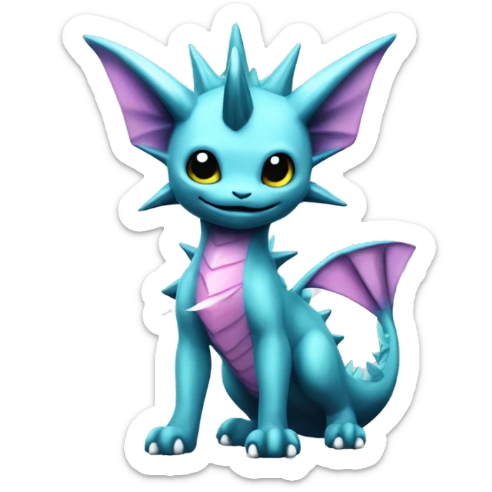Pink Edgy Vaporeon dragon With Fins and spikes full body sticker