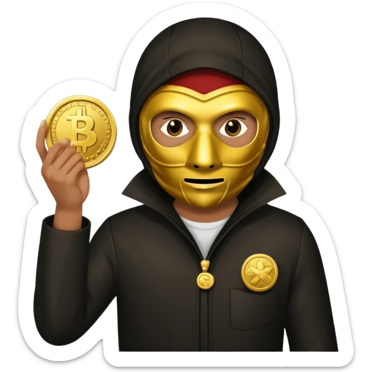 Robber emoji holding a 💰 wearing a mask that is made of robber suit without showing his hand the 💰 need to be in the left sticker