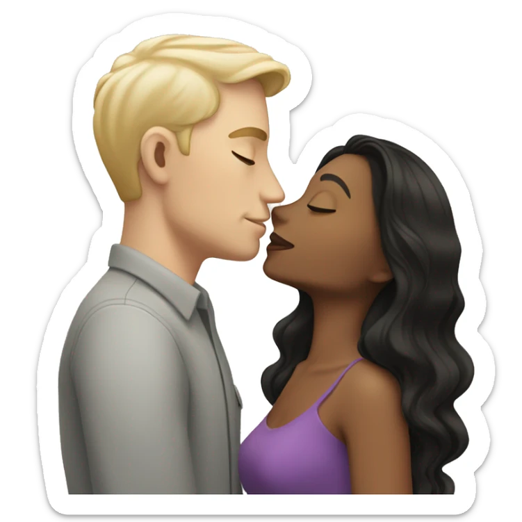 White blonde man, kissing, latina woman dark hair sticker