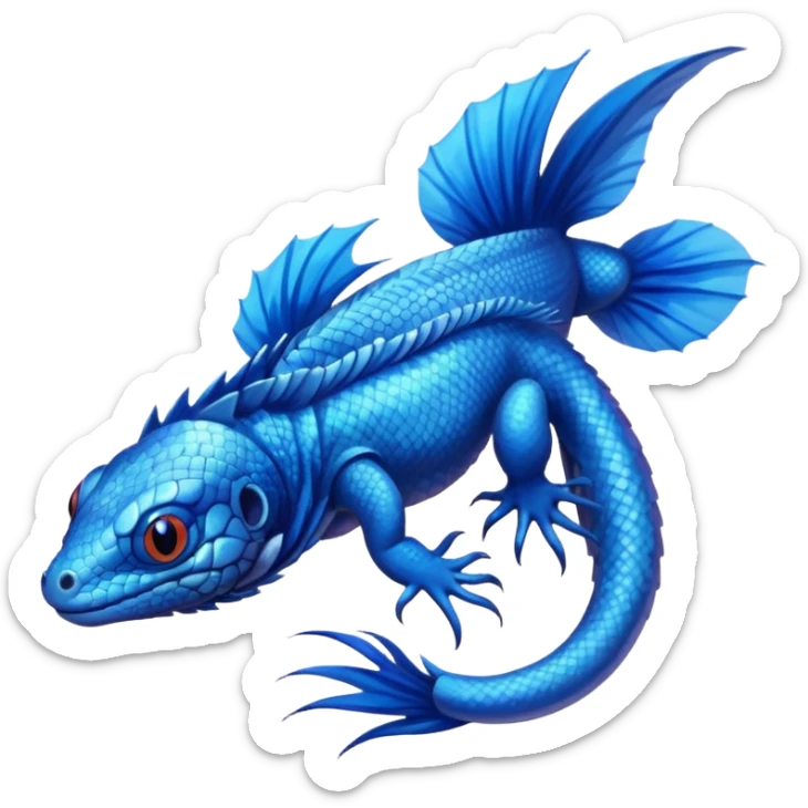 Russian-Blue-Cat-Mountain-Blue-Bird-Blue-Iguana-Blue-Betta-Fish-Fusion-animal-hybrid-creature sticker