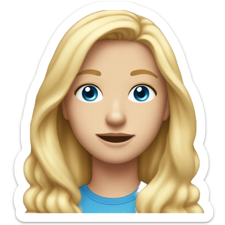 A 18 year old, Caucasian woman, with long blonde hair,   with blue eyes wearing a t-shirt. sticker