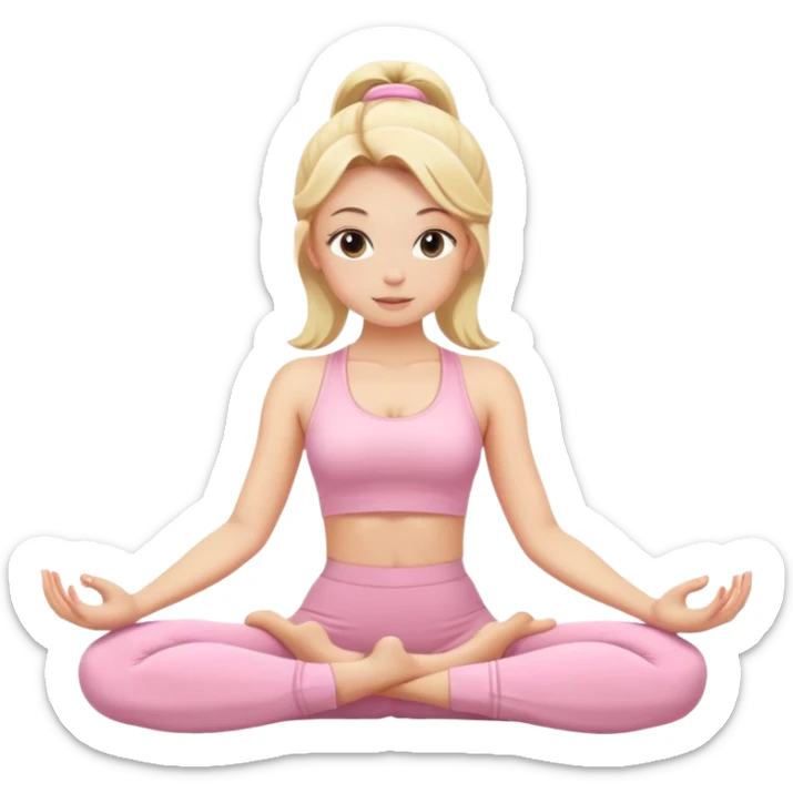 blonde yoga girl light pink clothes n sticker