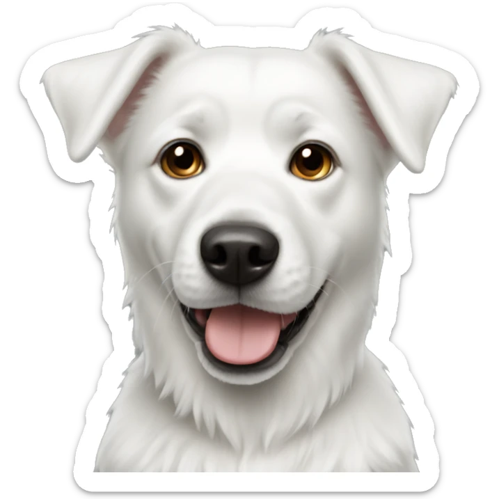 White dog sticker