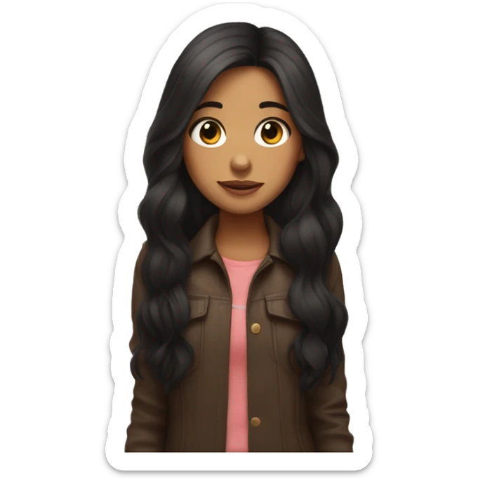 brune girl with big cheeks and long hair and small black mini pincher  sticker