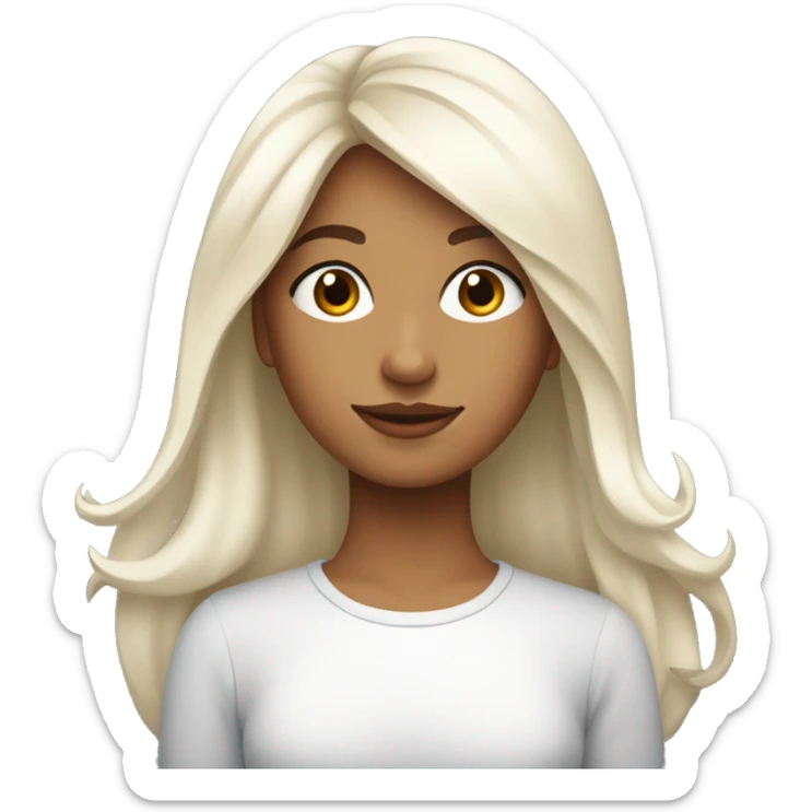 Jeune fille cheveux noir long tête un peu ronde peau blanche  sticker