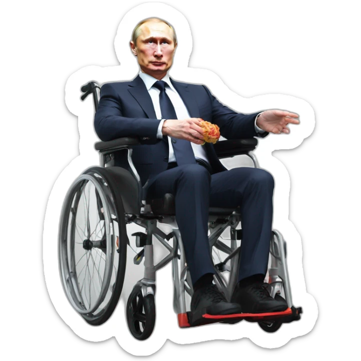 vladimir putin great wheelchair eating freshest meat cube sticker