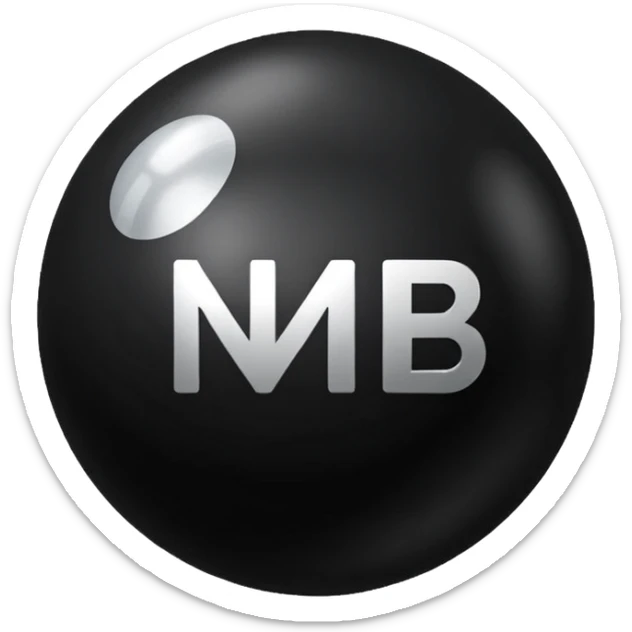 Black Ball with MB written on in the middle of it. Nothing else no holes or anything. sticker