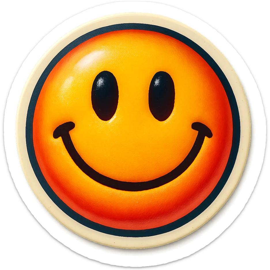A cheerful smile sticker in retro stickers style, with a vintage design and bright colors sticker