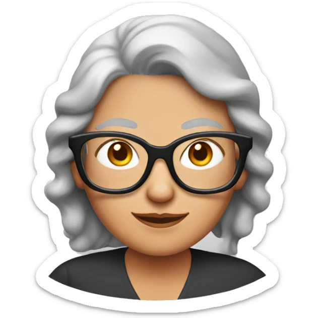 Grandma emoji, wearing cat-eye shaped rim glasses and long red hair sticker
