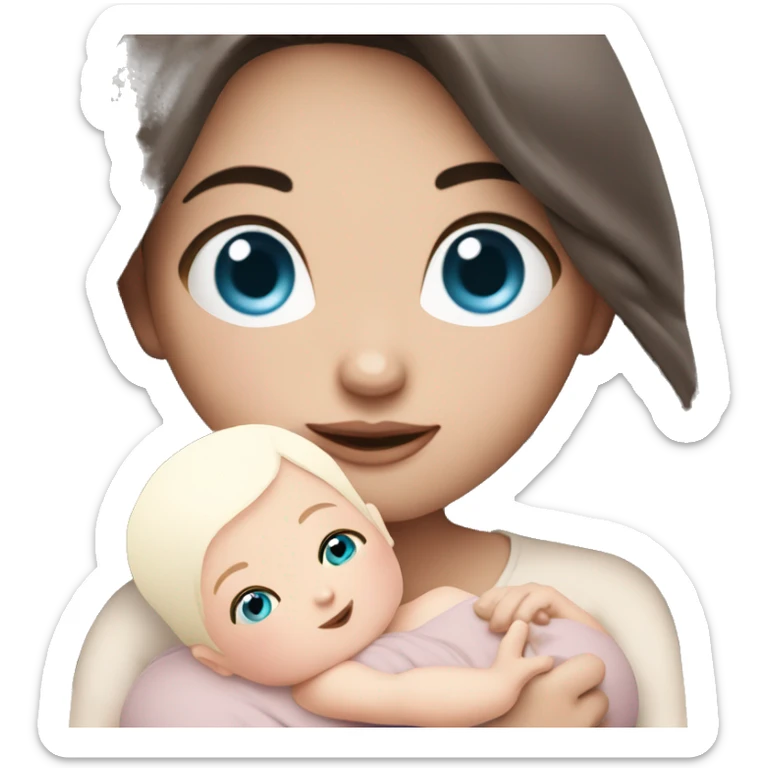 mom holding newborn baby girl with blue eyes and white skin baby dark hair white skin newborn little baby girl pink sticker
