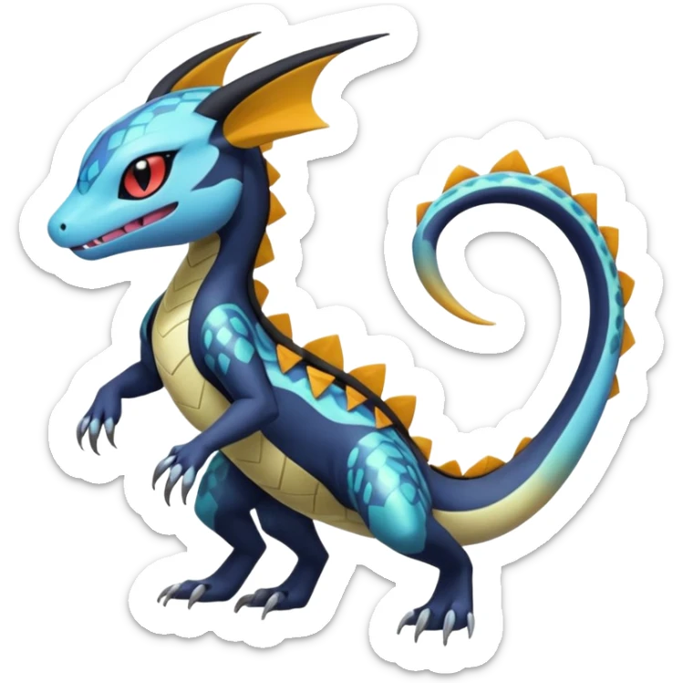 Meloetta-Dewott-Salandit-Nargacuga-Pokémon-Fakémon-fusion-hybrid-creature sticker