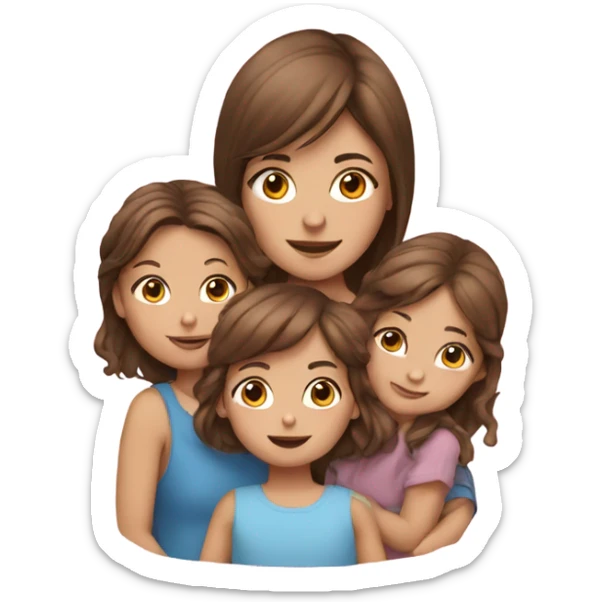 Brown hair girl with boy and baby girl  sticker