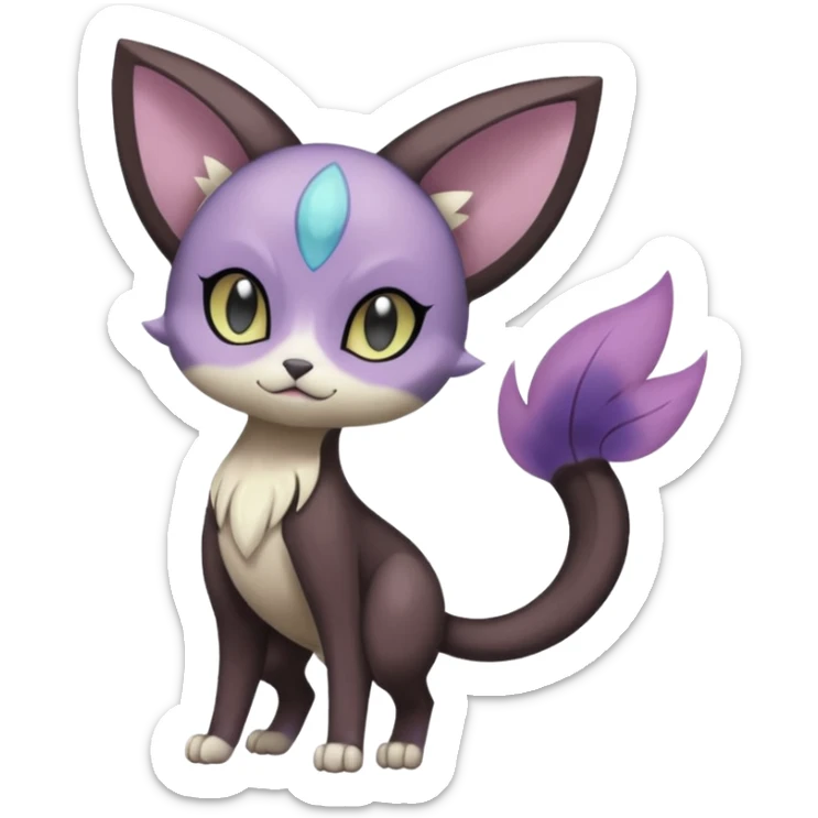 Smooth Soft Dark Pastel Meloetta-Purrloin-Gatomon-Trico-Pokémon-Digimon-Fakémon-fusion-hybrid-creature sticker