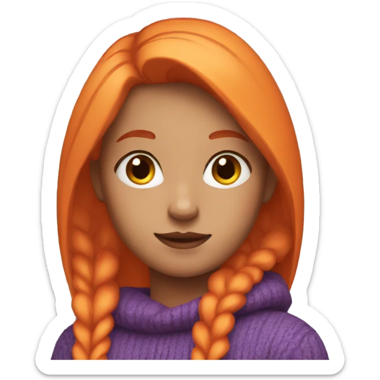 Girl with straight orange hair and a purple sweater sticker