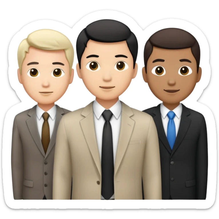 2 white men, 1 black man, and 1 Asian man in business clothing sticker