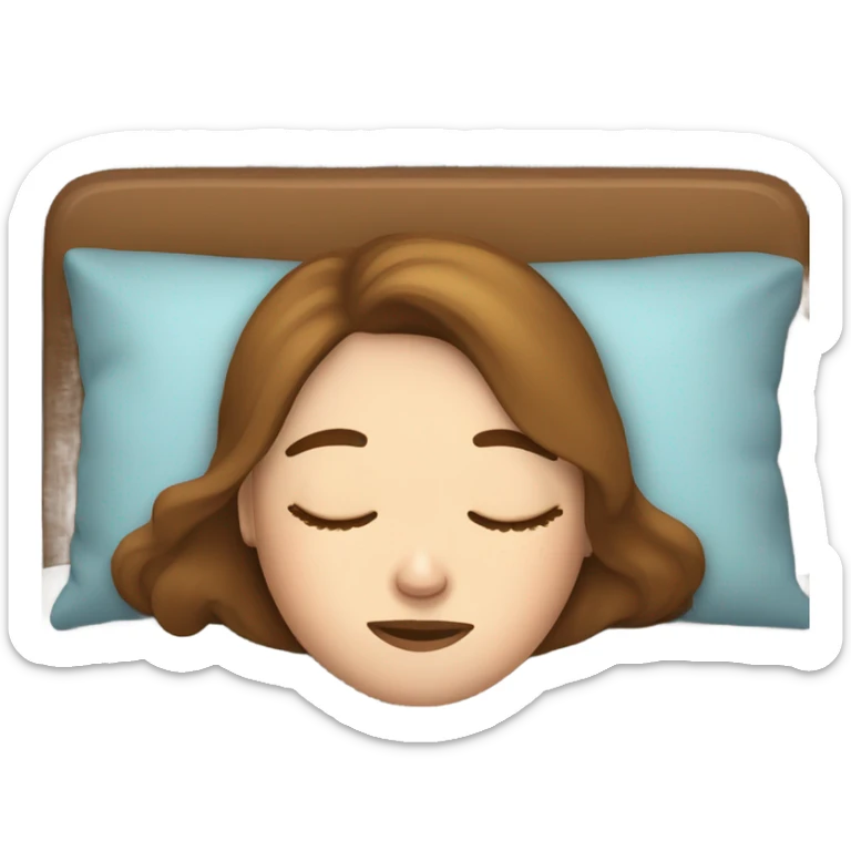 White girl with frekles Brown not curly hair sleeping peacfully on a pillow  sticker