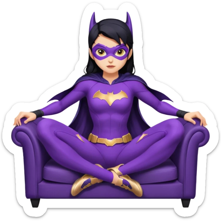 Hot full size real-appearance racing action Darkness BatGirl’s midnight-purple tight outfit sixty’s tv show 1992 stealth retro cat burglar sporty petite off-road pursuit mobile cruiser car rose gold accents (black hair,reclined and relaxed seating position and attitude) sticker