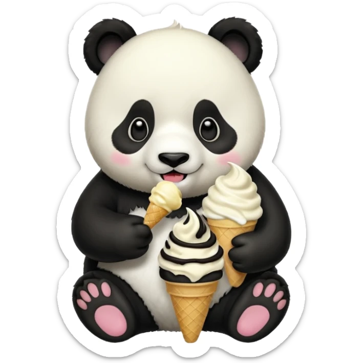 Panda eating ice cream sticker