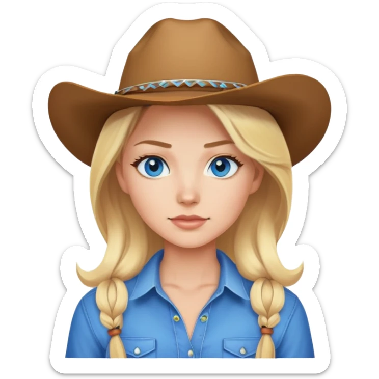 Cute cowgirl with blonde hair and blue eyes and a low cut shirt sticker