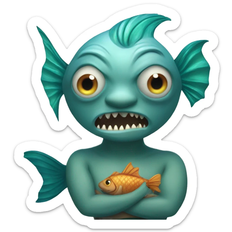 merpeople: ugly evil Underwater-dwelling beings with the upper body of a human and the lower body of a fish, known for their beautiful singing voices and protective nature. sticker