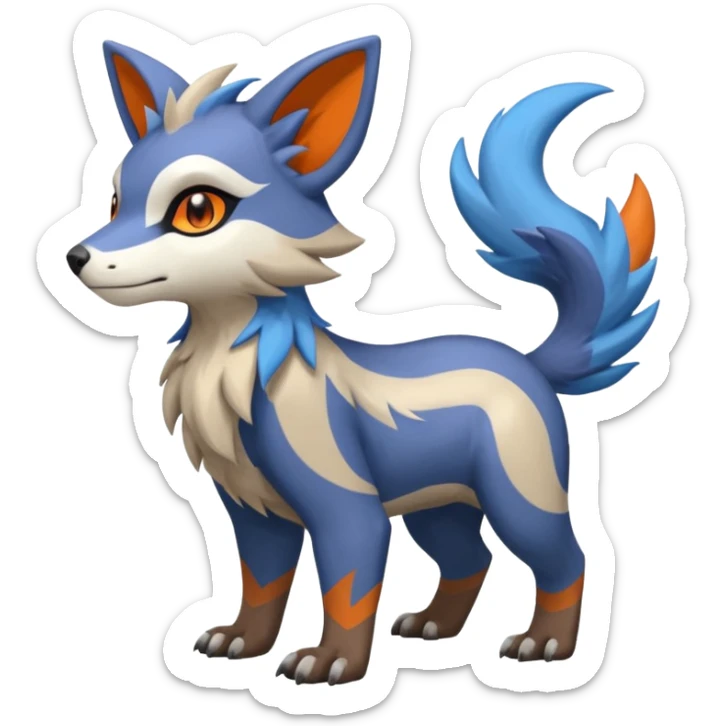 Shiny Brown with Beige, Orange, And Blue Linoone-Absol-Trico-Hybrid (Full body) sticker