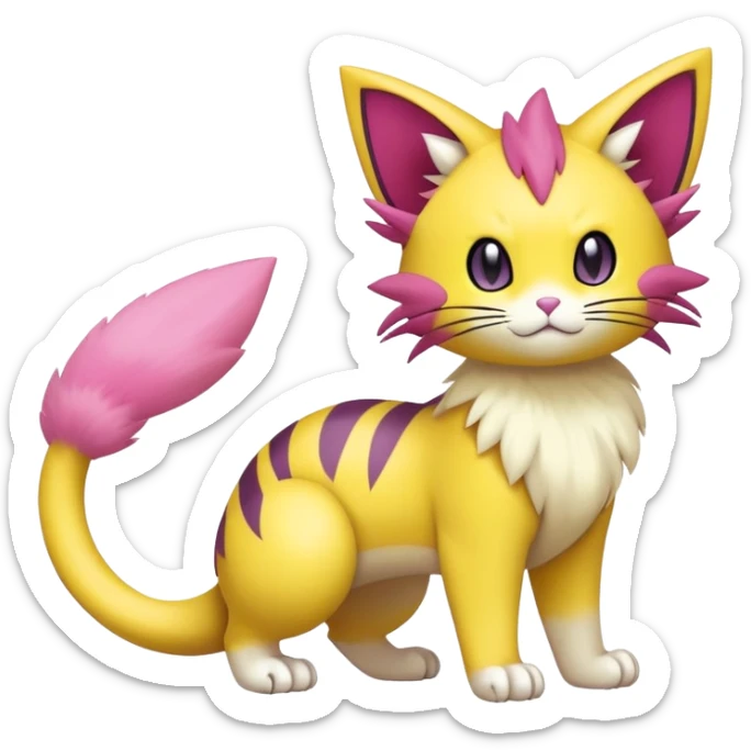 Liepard-Skitty-Delcatty-Pokémon-Fakémon-hybrid-creature (full body) sticker