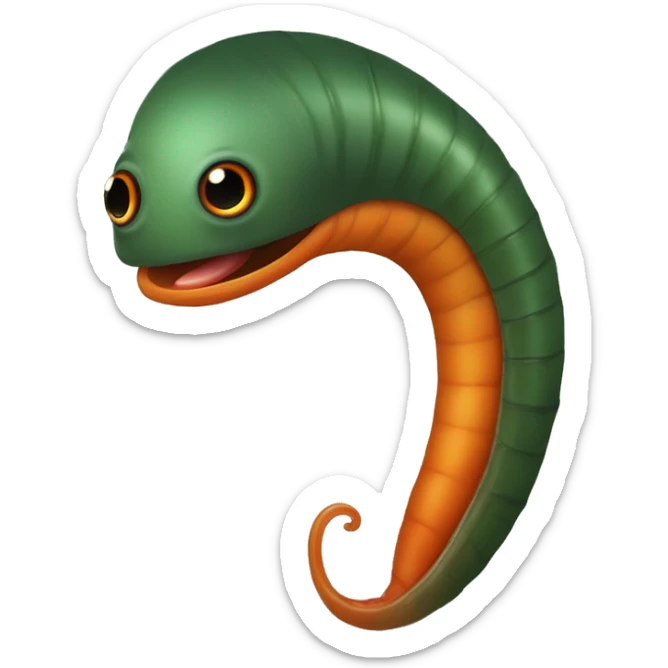 Eight-eyed Dark green and orange medicinal leech with oral suction and caudal suction sticker