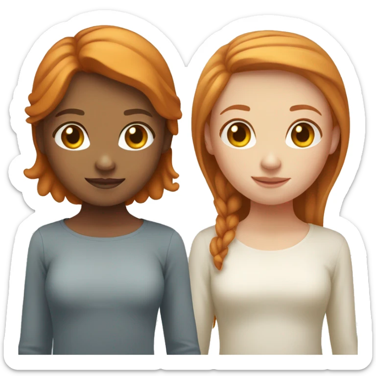 Ginger hair girl next to light Brown hair girl sticker