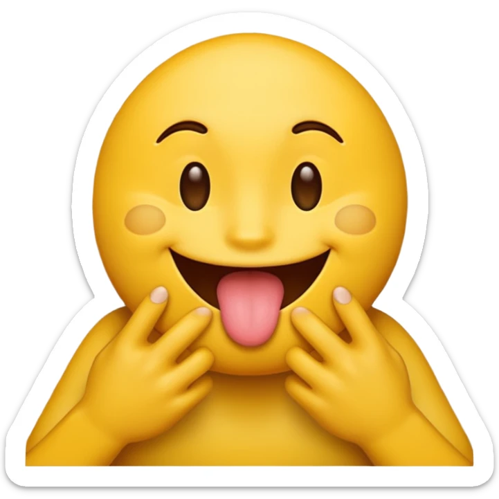A licking emoji with hands. Imagine there’s a wall at the side and the emoji is licking it while holding it with it’s hands sticker